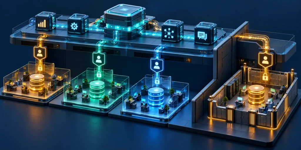 Shared SaaS platform with isolated tenant data and an option for dedicated enterprise resources.
