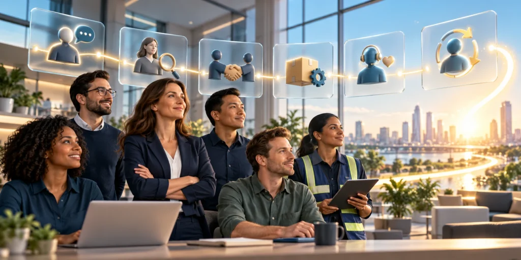 Cross-functional team aligned around a customer-focused CRM lifecycle.