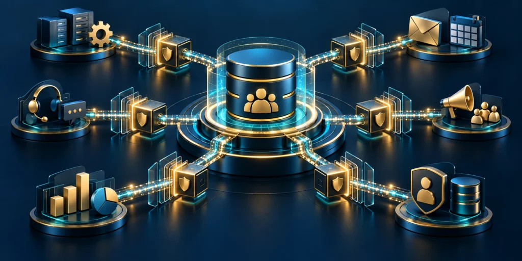 Secure CRM integrations connecting business systems through governed data flows.