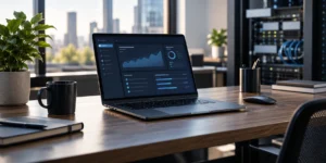 Business website dashboard in a secure operations workspace